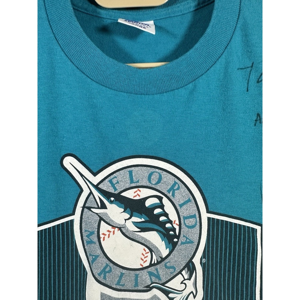 Vintage Starter MLB Florida Marlins 1997 World Series Baseball Shirt Large Auto - Picture 8 of 9